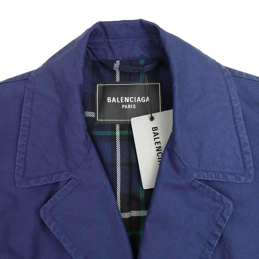 BALENCIAGA バレンシアガ 22SS セーフティーピン コットンロングコート 681165 TKP06 ブルー 2 BALENCIAGA（バレンシアガ） 22SS セーフティーピン コットンロング