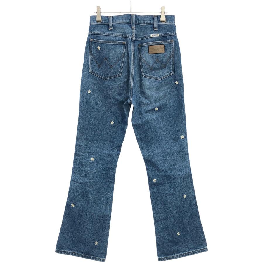 フレアデニム 花柄刺繍 デニムブルー フラワー刺繍フレアデニムパンツ[品番：SHNW0012627]｜SHEENA