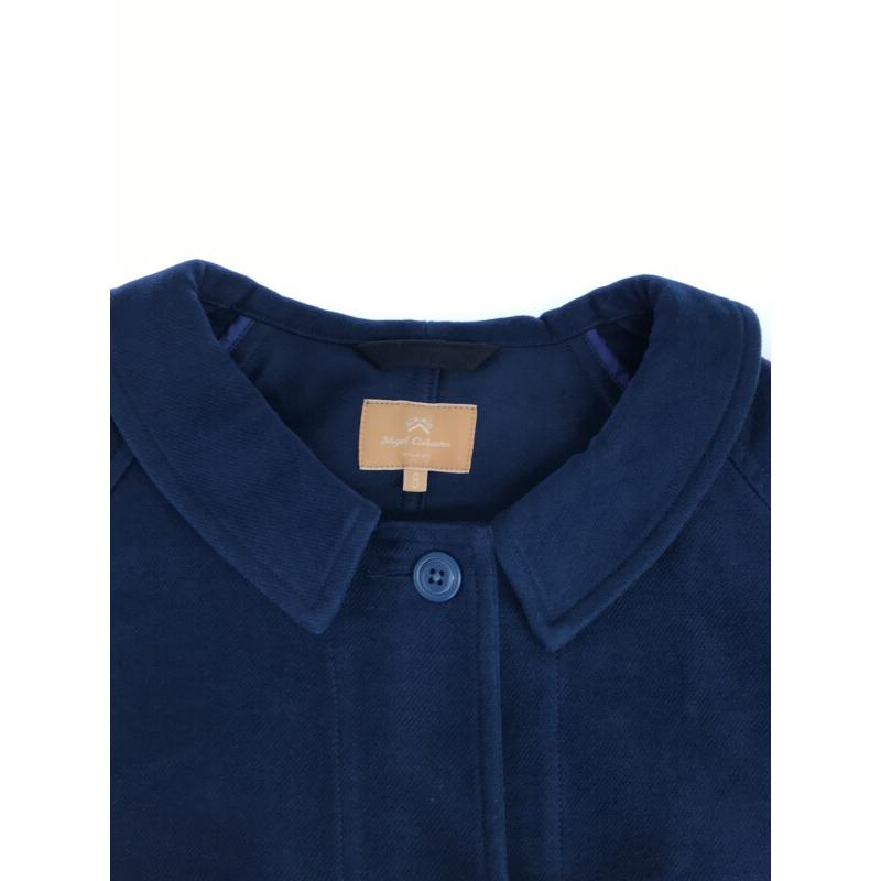 美品ナイジェルケーボンノーカラーリネンコート ネイビーワンピース