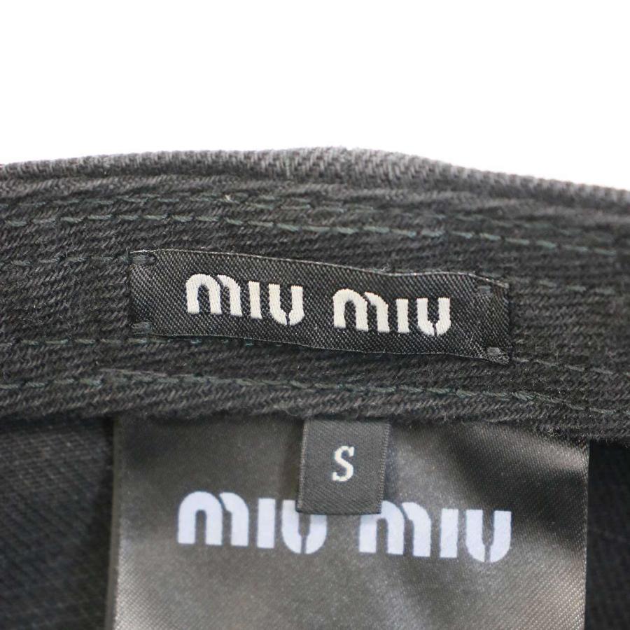 miu miu（ミュウミュウ） ロゴダメージデニムキャップ 5HC179 ブラック