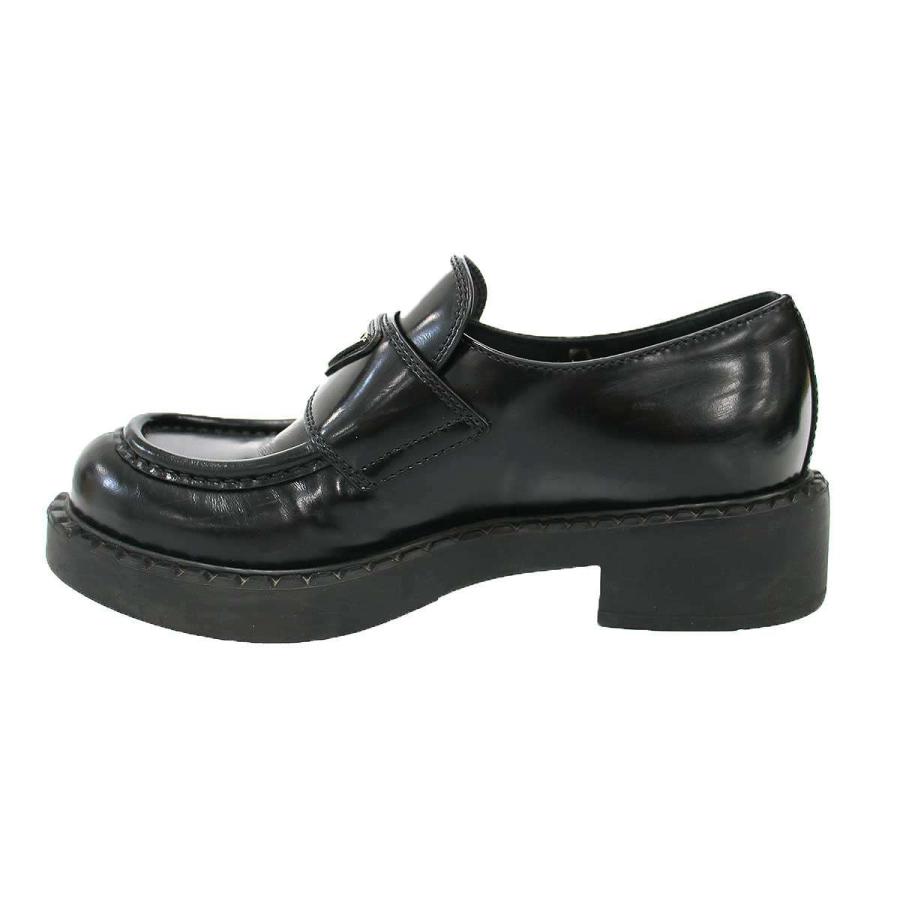 PRADA プラダ　チョコレート ブラッシュドレザー　ローファー　35 1/2黒 PRADA プラダ チョコレート ブラッシュドレザーローファー ブラック 35