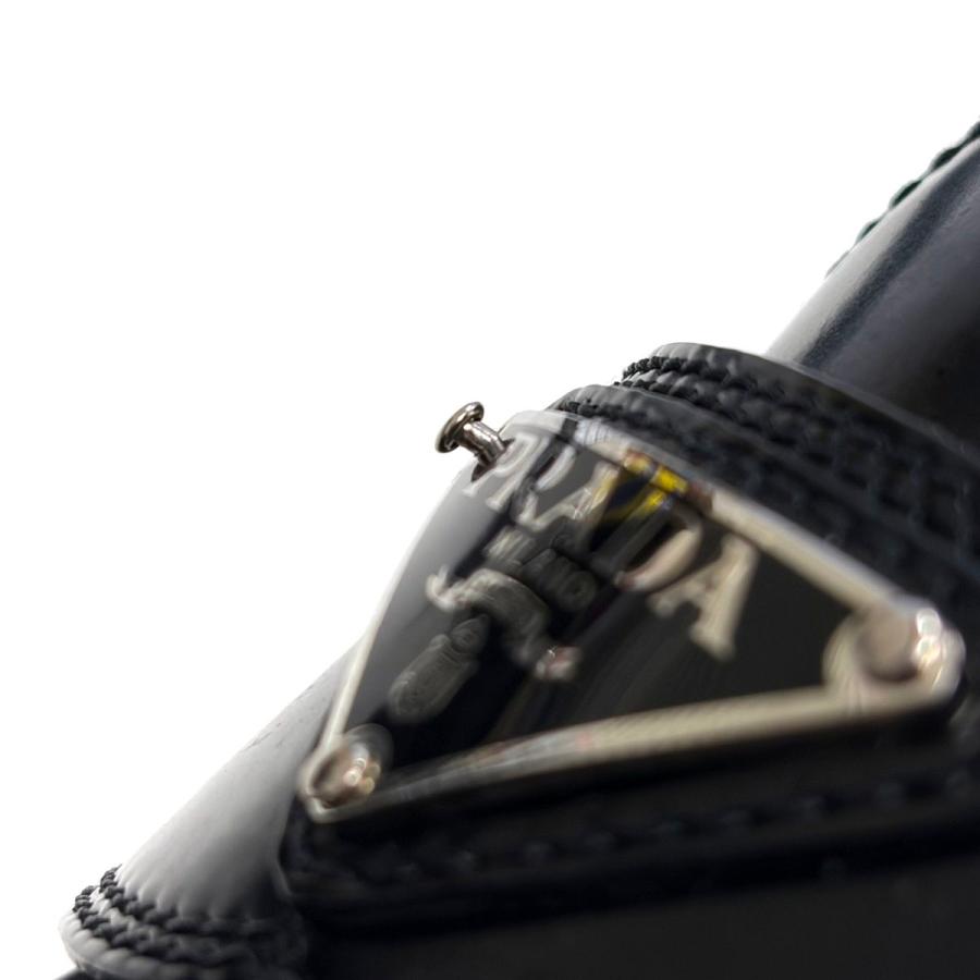 PRADA プラダ チョコレート ブラッシュドレザーローファー ブラック 35