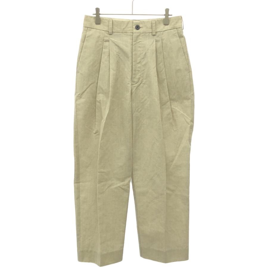 kontor コントール 2 Pleat Coated Trousers リネンウールトラウザー 