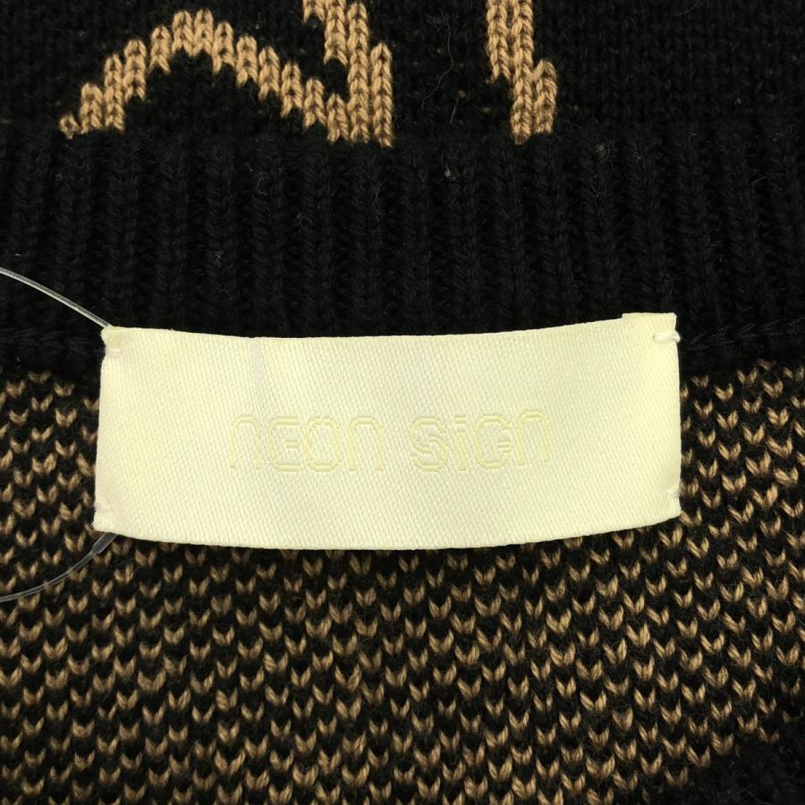 NEON SIGN ネオンサイン 19AW Awesooooome Knit ジャガードニットセーター 1218 ブラック ベージュ 46 NEON SIGN（ネオンサイン） 19AW Awesooooome Knit ジャガードニット