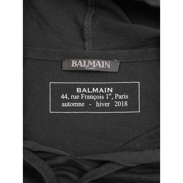 BALMAIN バルマン 18AW Logo print cotton jersey hoody ロゴプリントパーカー ブラック サイズ:XS メンズ IT3I3EHFO65C｜modescape｜04