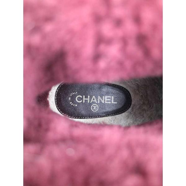 シャネル ムートンブーツ ショート CHANEL シャネル チェーンデザインショートムートンブーツ