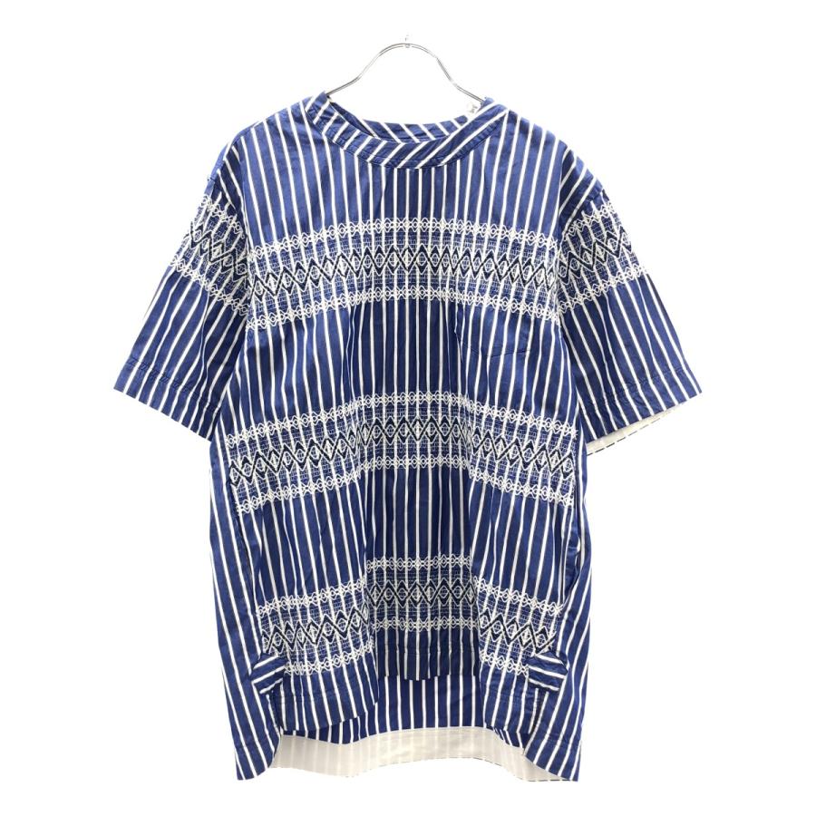 sacai（サカイ） 18SS ノルディック刺繍ストライププルオーバーシャツ