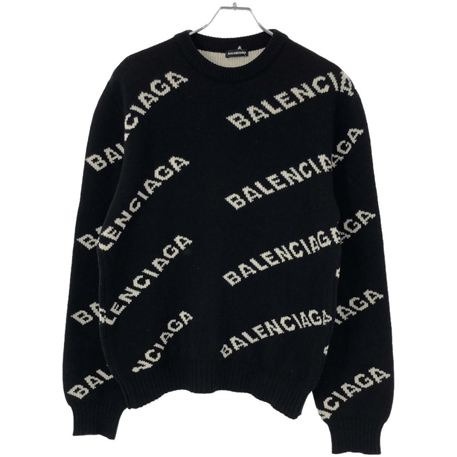 BALENCIAGA バレンシアガ 18AW オールオーバーロゴクルーネックニット 