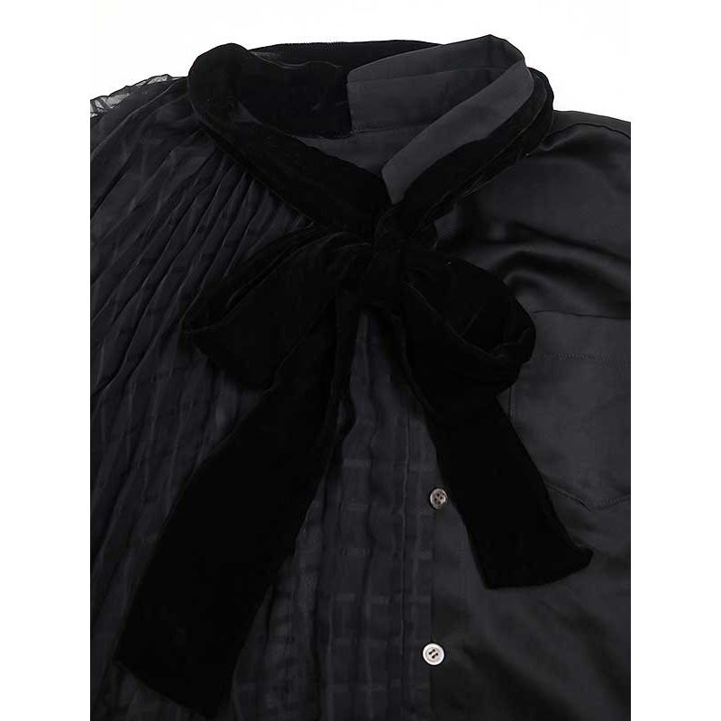 sacai サカイ 19AW ベルベットカラー シアープリーツブラウス sacai サカイ 19AW ベルベットカラー シアープリーツブラウス