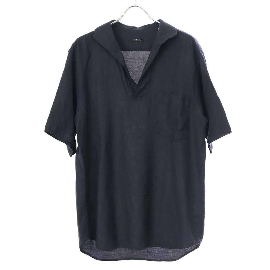 COMOLI 22SS ウールシルクスキッパーシャツ　サイズ1 ネイビー COMOLI コモリ 22SS ウールシルクスキッパーシャツ V01-02023