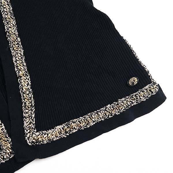 CHANEL - CHANEL シャネル チェーンツイードリブニットカーディガン P38537K02643 ダークネイビー系 42 CHANEL（シャネル） チェーンツイードリブニットカーディガン