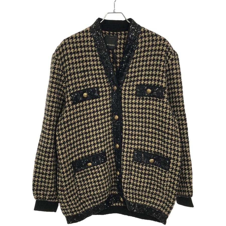 PINKO ピンコ 19AW スパンコールツイードジャケット 1N12Q7 ブラウン 