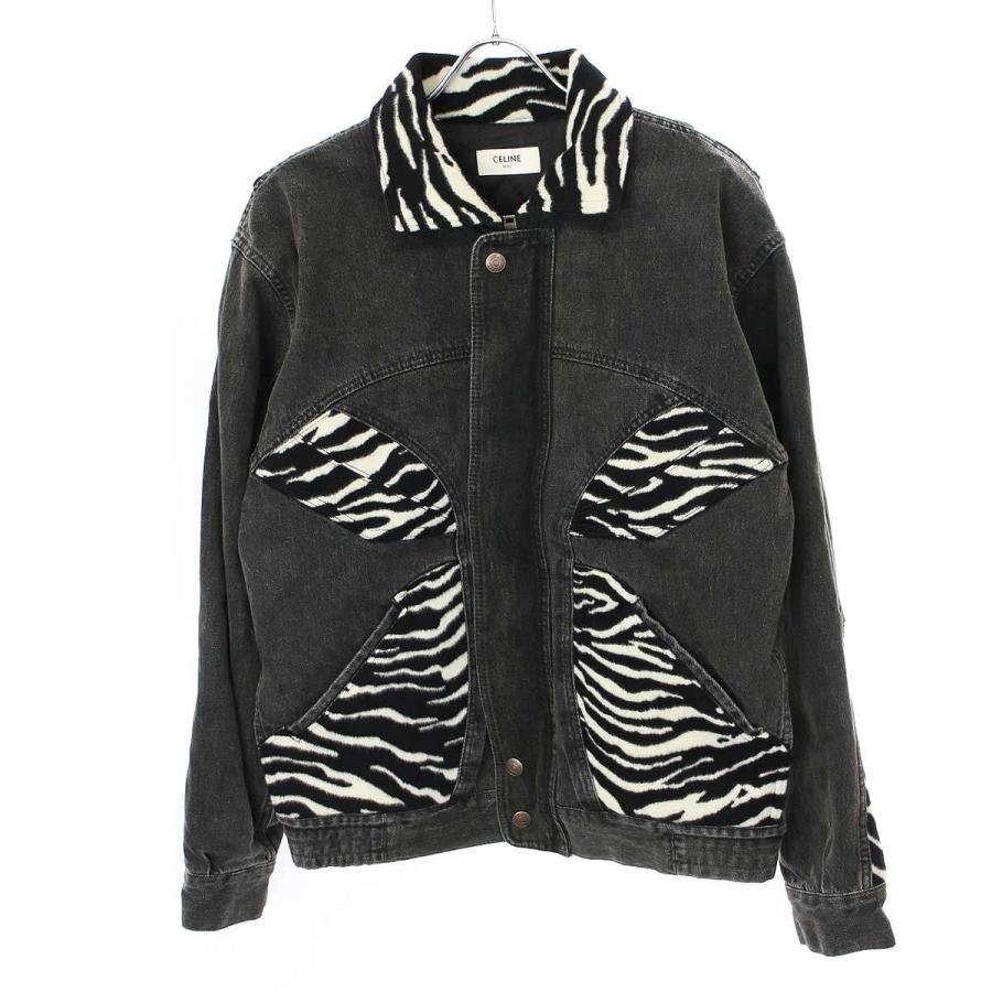 CELINE セリーヌ 21AW ルーズ ゼブラ切替デニムジャケット CELINE セリーヌ 21AW ルーズ ゼブラ切替デニムジャケット