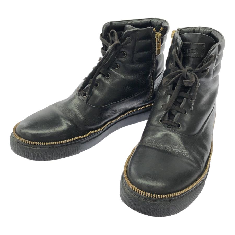 ALEXANDER McQUEEN アレキサンダーマックイーン ジッパーハイカットレザースニーカー 356765 ブラック 41 Alexander McQueen（アレキサンダーマックイーン） ジッパーハイカット