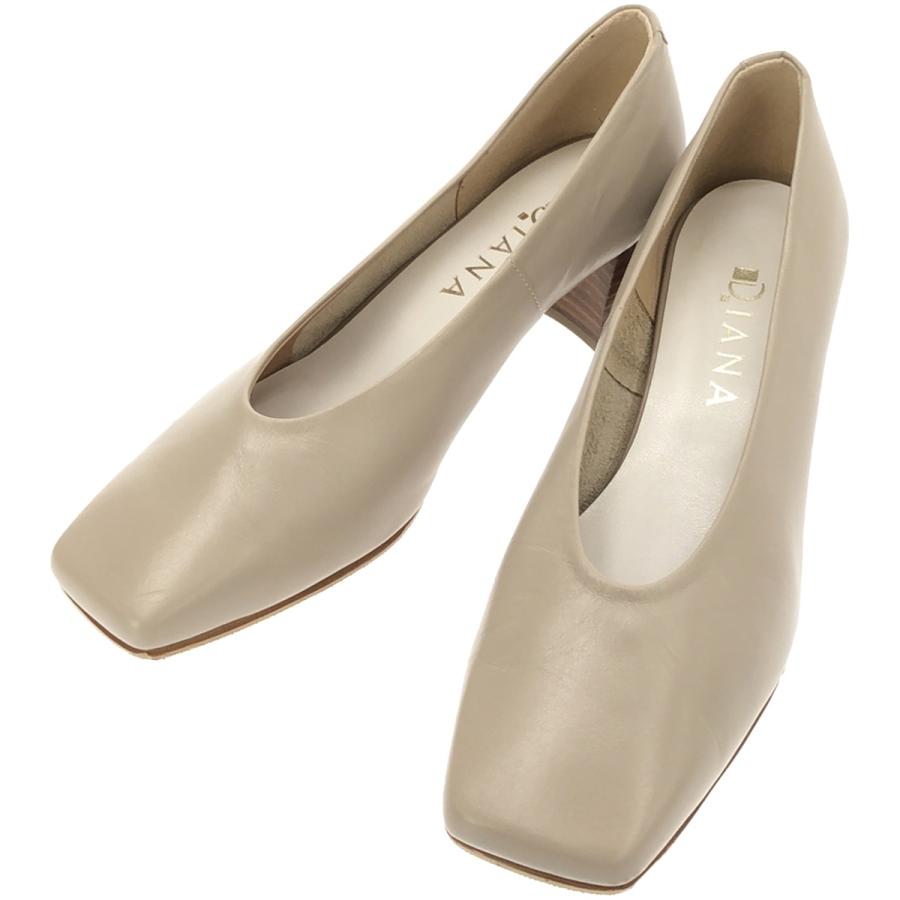 DIANA ベージュ スクエアトゥ パンプス