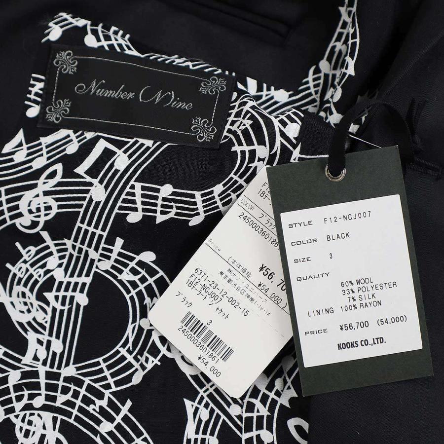 NUMBER(N)INE ナンバーナイン 12AW 裏地音符 1Bテーラード NUMBER(N)INE ナンバーナイン 12AW 裏地音符 1Bテーラード