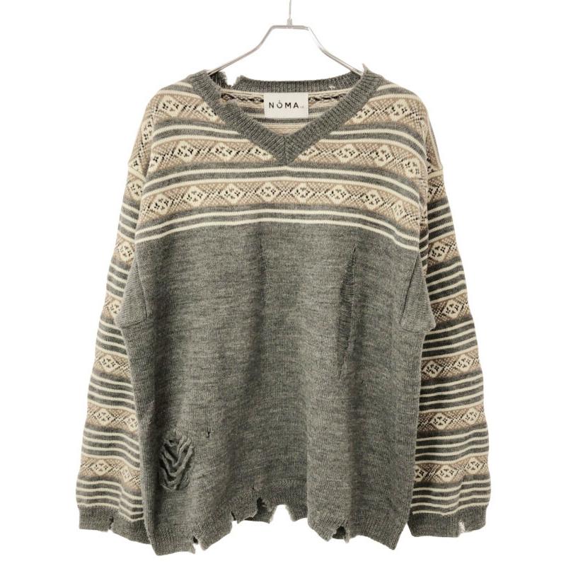 NOMA t.d. ノーマティーディー 23AW Fair isle Damaged Sweater NOMA t.d. ノーマティーディー 23AW Fair isle Damaged Sweater