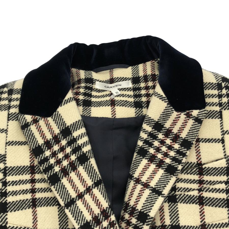 CARVEN（カルヴェン） ウールチェックチェスターコート アイボリー 36 