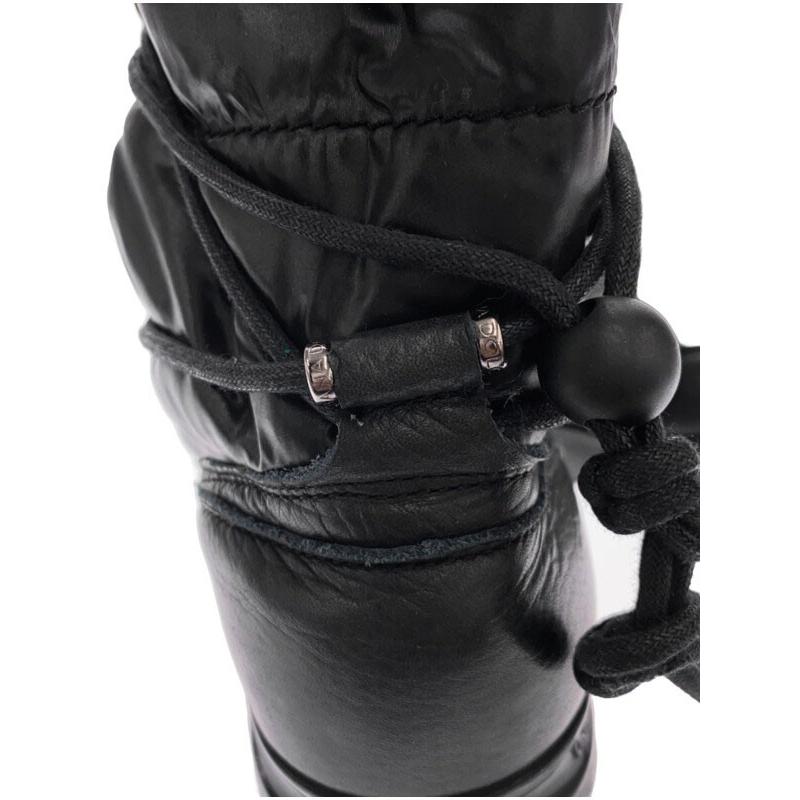 ドルチェ&ガッバーナ　レザー　ナイロン　メタルプレート　ロング　スノーブーツ　黒 ドルチェ&ガッバーナ レザー ナイロン メタルプレート ロング スノー