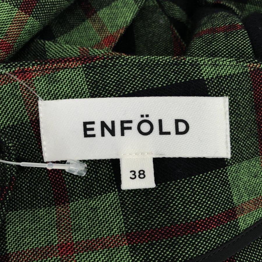 ENFOLD - ENFOLD エンフォルド 18AW チェック柄アシンメトリーパフスリーブトップス 300BA330-2840 グリーン 38 ENFOLD（エンフォルド） 18AW チェック柄アシンメトリーパフスリーブ