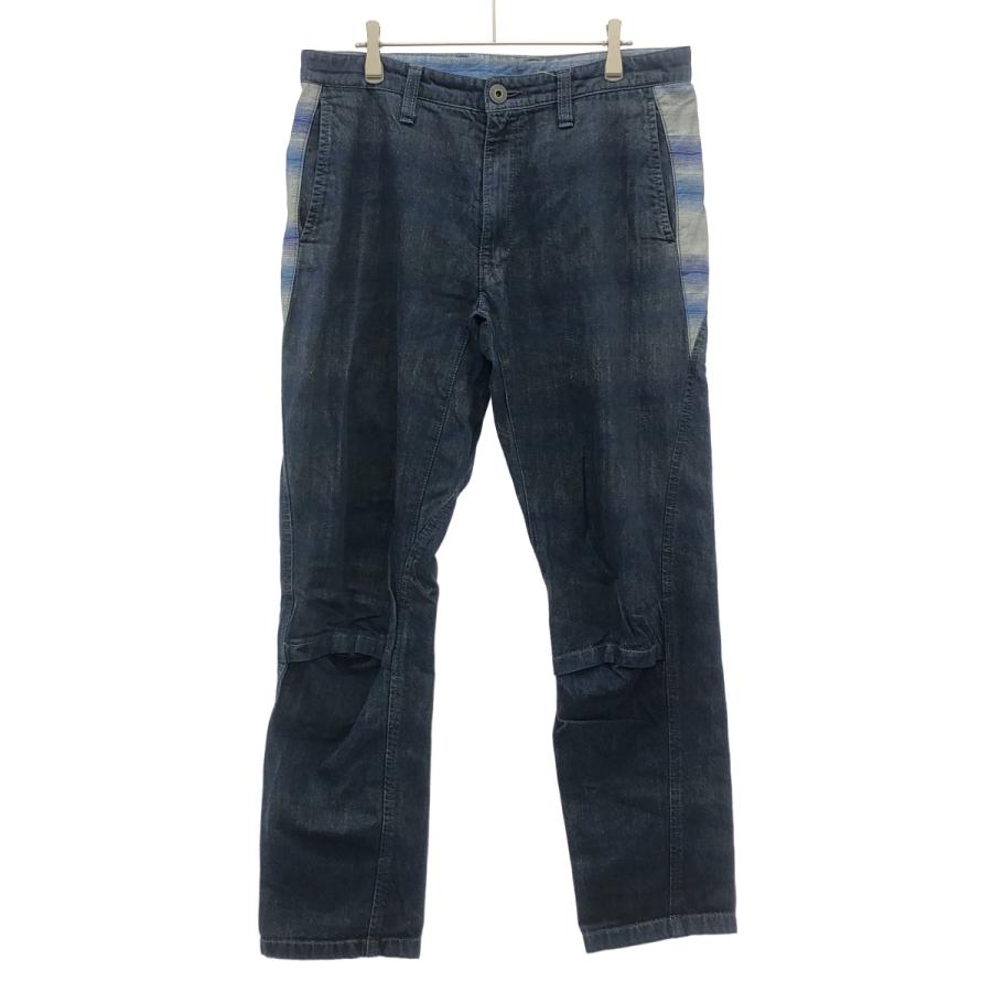ISSEY MIYAKE me ダークブルー デニムパンツ ISSEY MIYAKE MEN イッセイミヤケ メン 切替ボーダー染めデニムパンツ