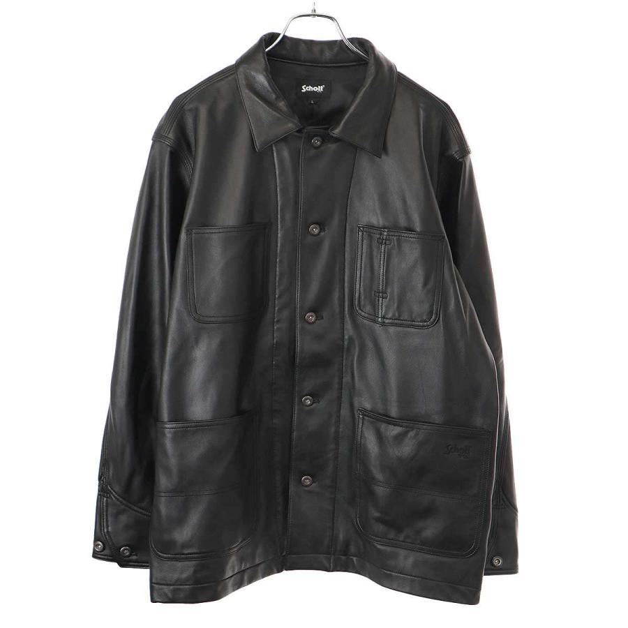 【美品】Schott ラムレザーカバーオールジャケット　L Schott ショット LAMB LEATHER COVERALL JACKET ラムレザー