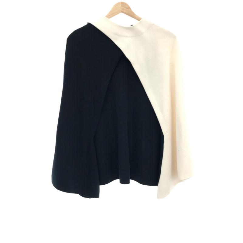 HYKE ハイク 16SS バイカラーニットポンチョトップス ネイビー サイズ  