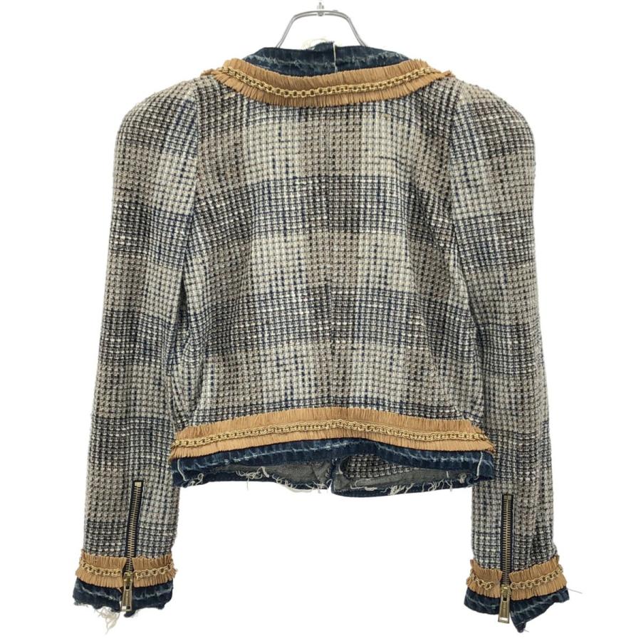DSQUARED2 - DSQUARED2 ディースクエアード チェーン装飾ツイードデニムワイヤージャケット 75AM21139276 ミックス 40 DSQUARED2（ディースクエアード） チェーン装飾ツイードデニムワイヤー