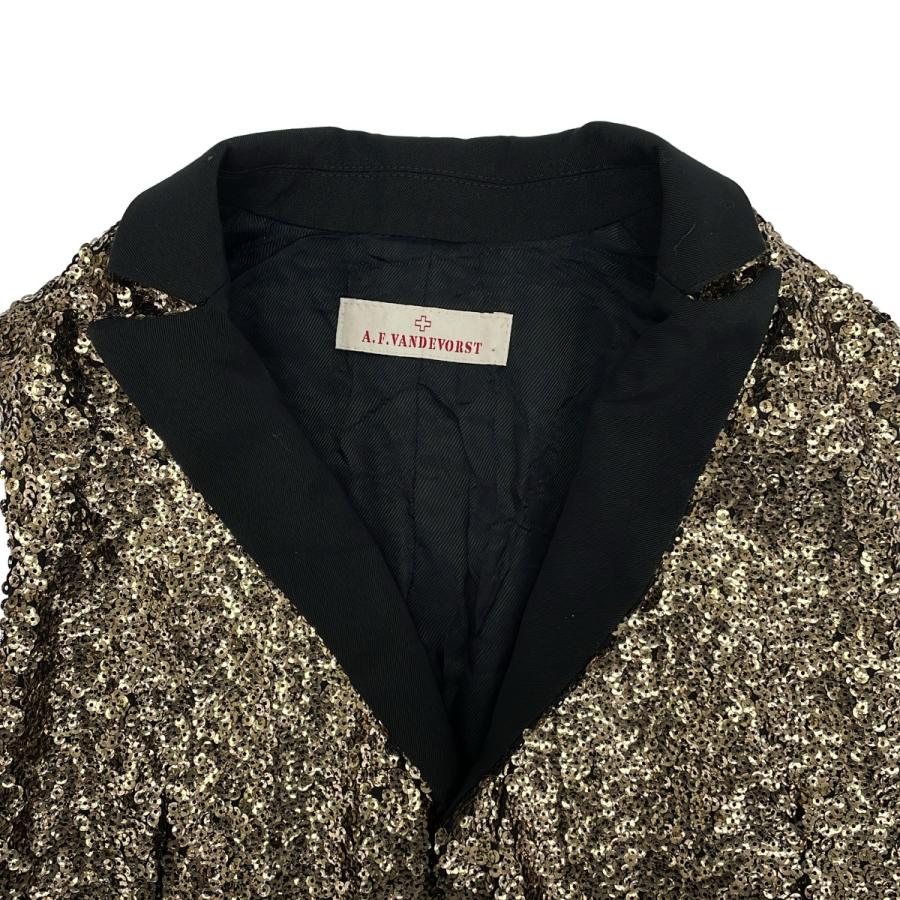 A.F.VANDEVORST エーエフヴァンデヴォルスト 17AW スパンコールデザインノースリーブブラウスシャツ  ゴールド 36 IT6B1107U9E0の画像