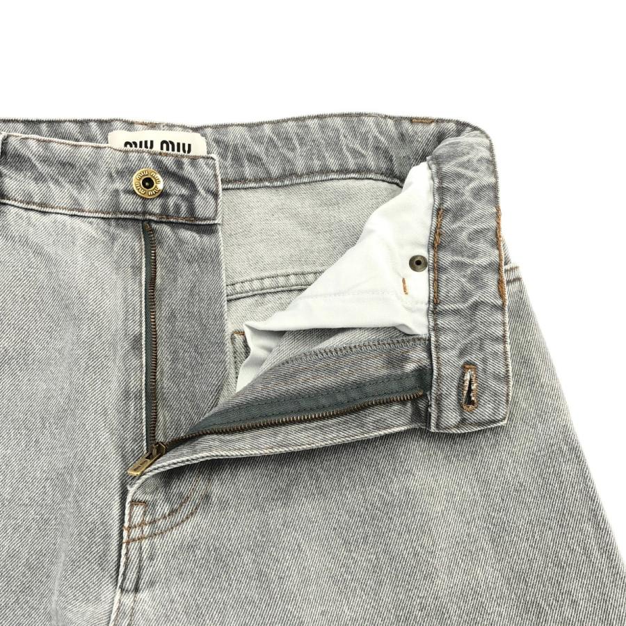 miu miu ミュウミュウ 23AW カットオフロゴデニムパンツ GWP483 グレー 25 IT6OVPI0JERG_3