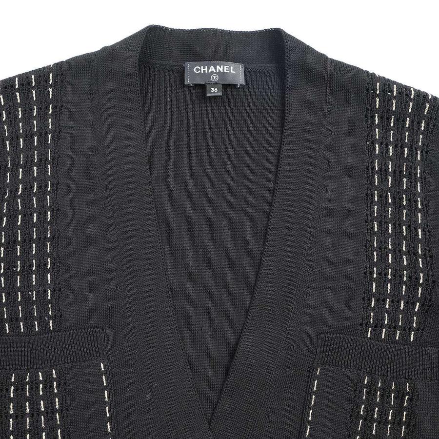 CHANEL シャネル 16AW ステッチデザインニットカーディガン P55809 K07321 MC658 ブラック 36 CHANEL（シャネル） 16AW ステッチデザインニットカーディガン P55809