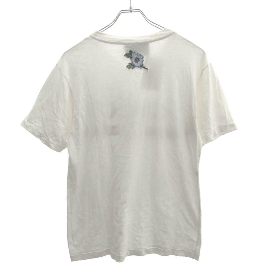GUCCI（グッチ） フラワーアップリケ ロゴプリントTシャツ ホワイト