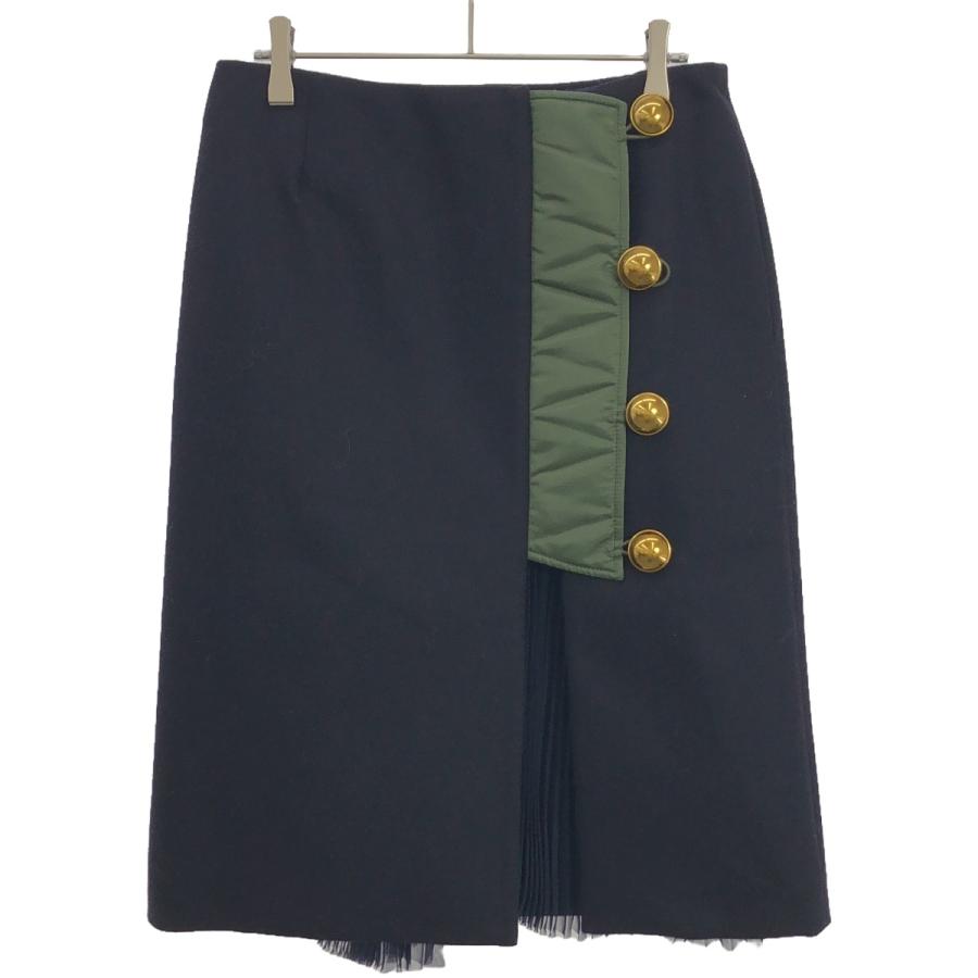 sacai サカイ 17AW メルトンウールプリーツコンビスカート 17-03276 