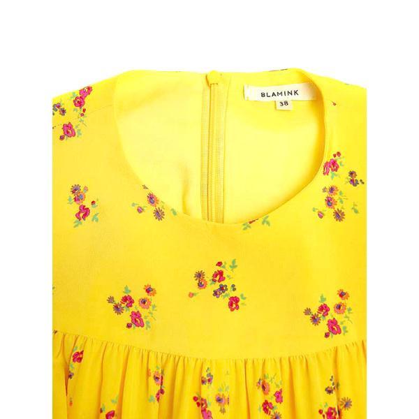 BLAMINK ブラミンク 19AW 小花柄シルクロングワンピース イエロー 