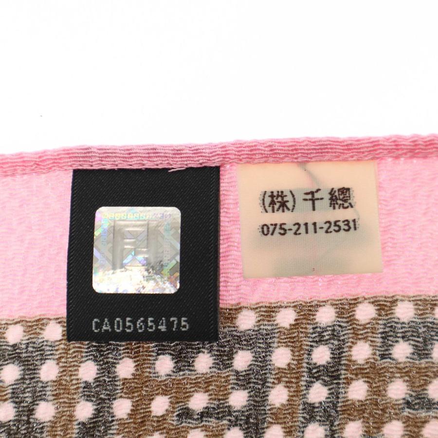 FENDI×千總 CHISO フェンディ×チソウ 桜と富士と塔 縮緬ストール  ブラウン×ピンク FENDI（フェンディ） FENDI×千總 CHISO フェンディ×チソウ 桜と富士と