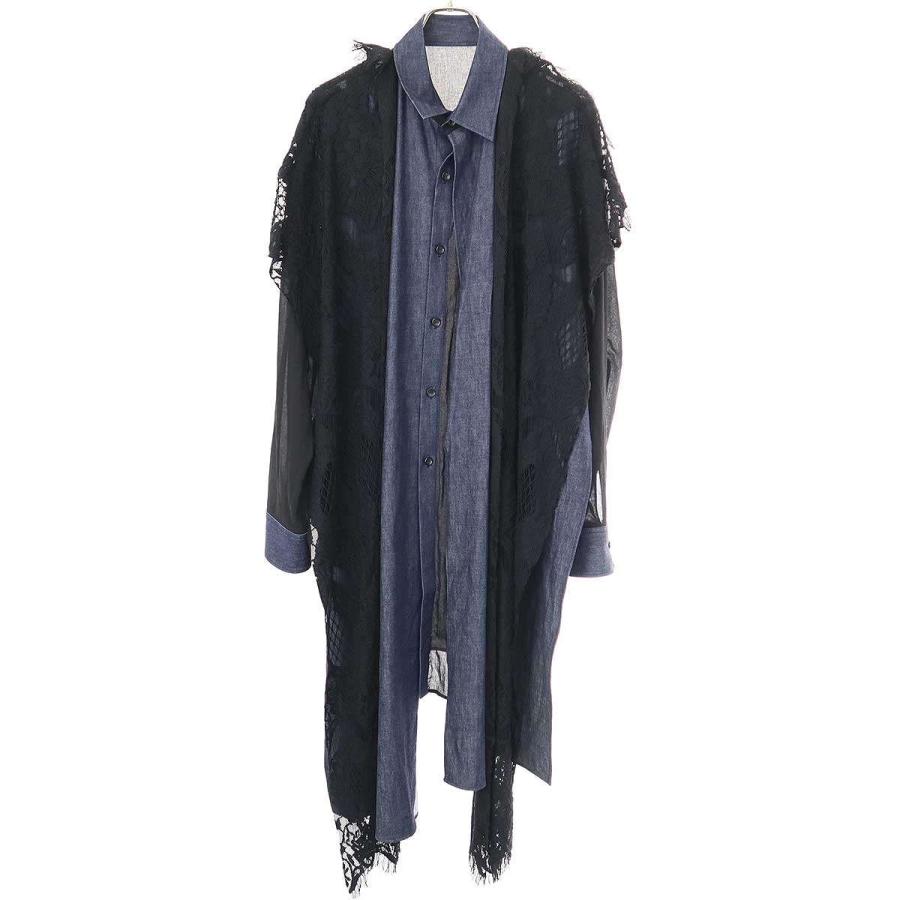ヨウジヤマモト ファム 22AW デニム/レース ロングアシンメトリーシャツ Yohji Yamamoto（ヨウジヤマモト） Yohji Yamamoto FEMME ファム 22AW