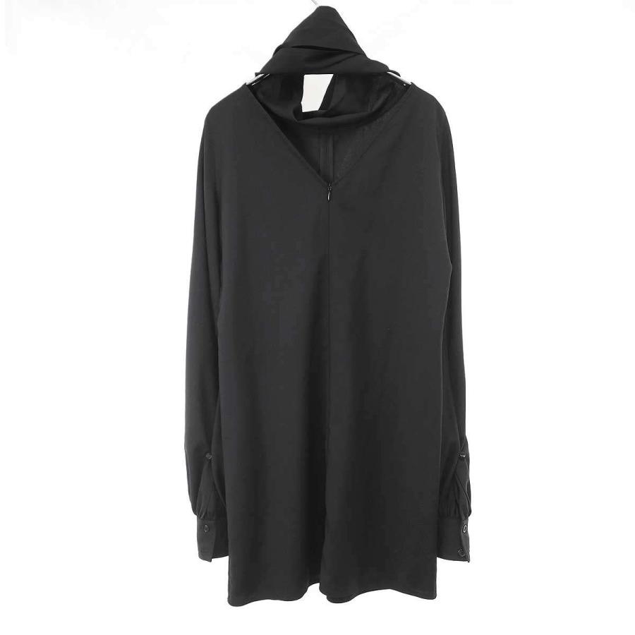 CELINE by Phoebe Philo セリーヌ フィービーファイロ ストールデザイン ウールプルオーバーブラウスシャツ 2 0CF5/460A ブラック 36 IT7V0RT52RMUの画像