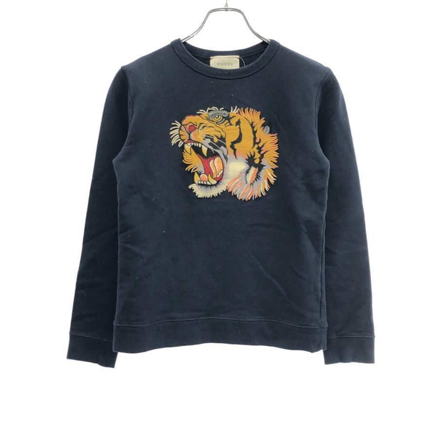 GUCCI グッチ キッズライン タイガーワッペンスウェットトレーナー 463003 X5Q09 ネイビー 12 GUCCI（グッチ） キッズライン タイガーワッペンスウェットトレーナー