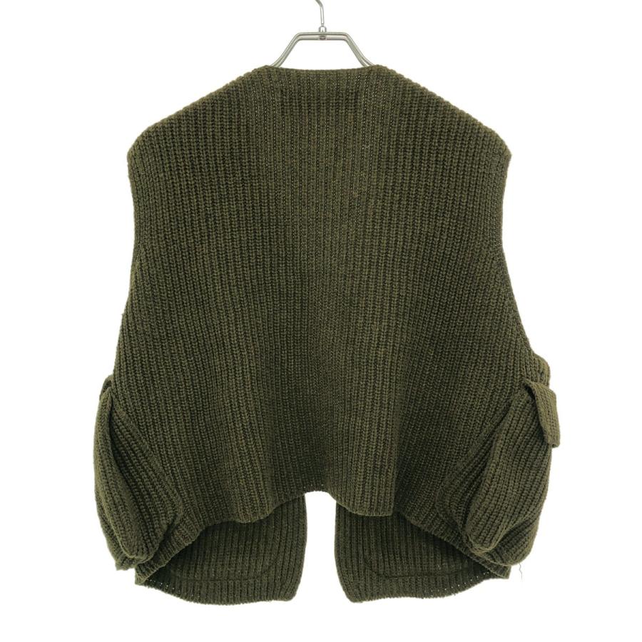 INSCRIRE アンスクリア 23AW Wool Jersey Field Vest ウールジャージーフィールドニットベスト I23AW-BZ03 カーキ 38 INSCRIRE アンスクリア 23AW Wool Jersey Field Vest ウールジャージー
