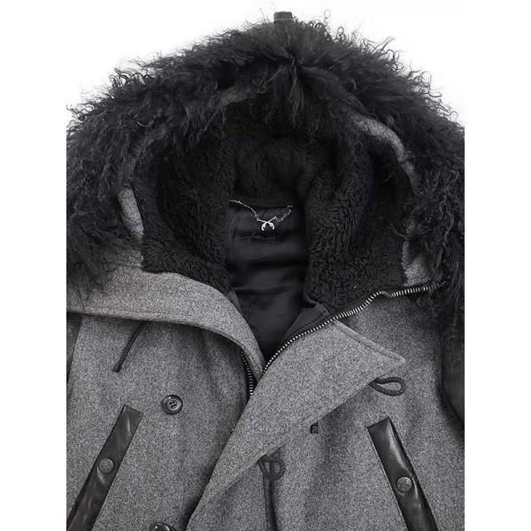 roar ロアー 11AW Thinsulate レザースリーブファージャケット グレー  