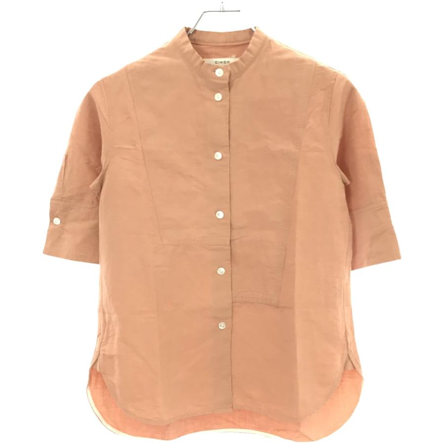 美品✨定価3.8万 チノ コットンリネンコンパクトブザムシャツ ピンク 綿麻 CINOH（チノ） 21SS コットンリネンコンパクトブザムシャツ 21SST001