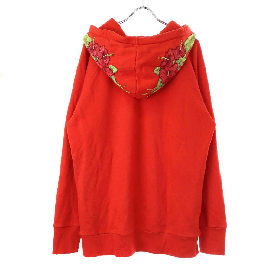 GUCCI - GUCCI グッチ ヴィンテージロゴ ハイビスカスエンブロイダリー オーバーサイズパーカー 457931 X5S77 レッド L GUCCI（グッチ） ヴィンテージロゴ ハイビスカスエンブロイダリー