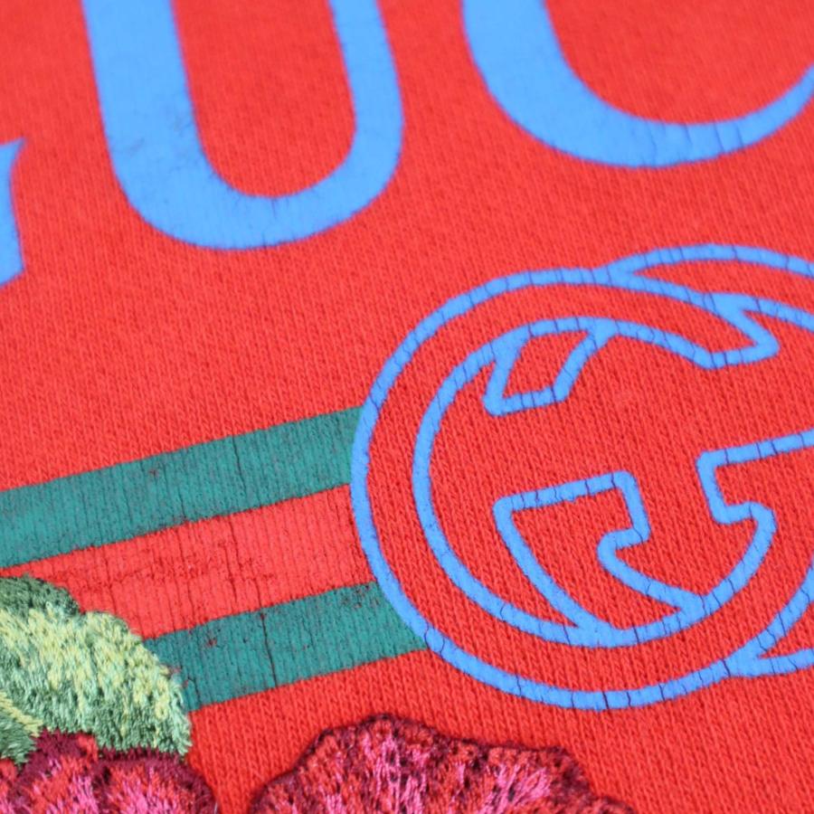 GUCCI - GUCCI グッチ ヴィンテージロゴ ハイビスカスエンブロイダリー オーバーサイズパーカー 457931 X5S77 レッド L GUCCI（グッチ） ヴィンテージロゴ ハイビスカスエンブロイダリー