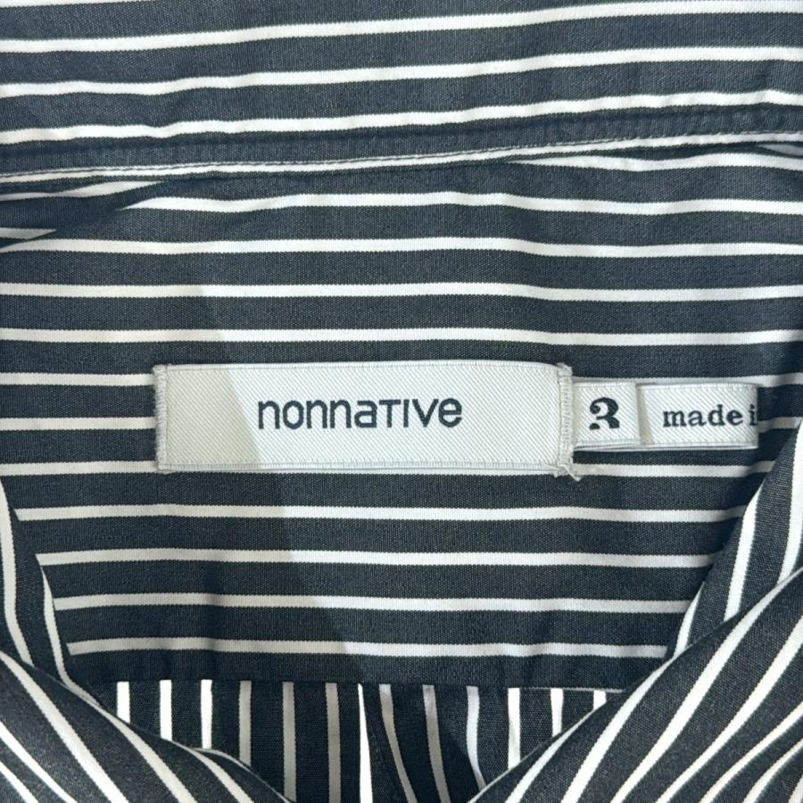 nonnative OFFICER L/S SHIRT ストライプシャツ nonnative ノーカラー ストライプシャツ ブルー ノンネイティブ 【公式