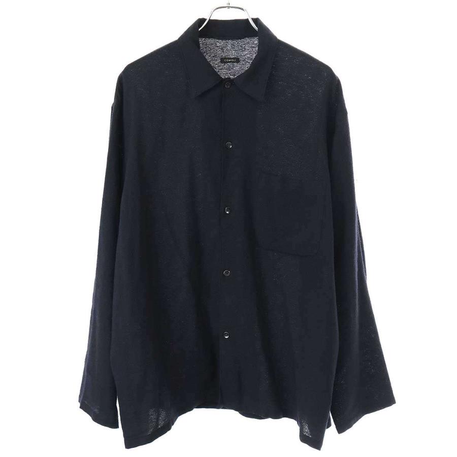 COMOLI コモリ 23SS カシミヤ 和紙シャツ X01-02005 ネイビー 3 COMOLI コモリ 23SS カシミヤ 和紙シャツ X01-02005 ネイビー 3