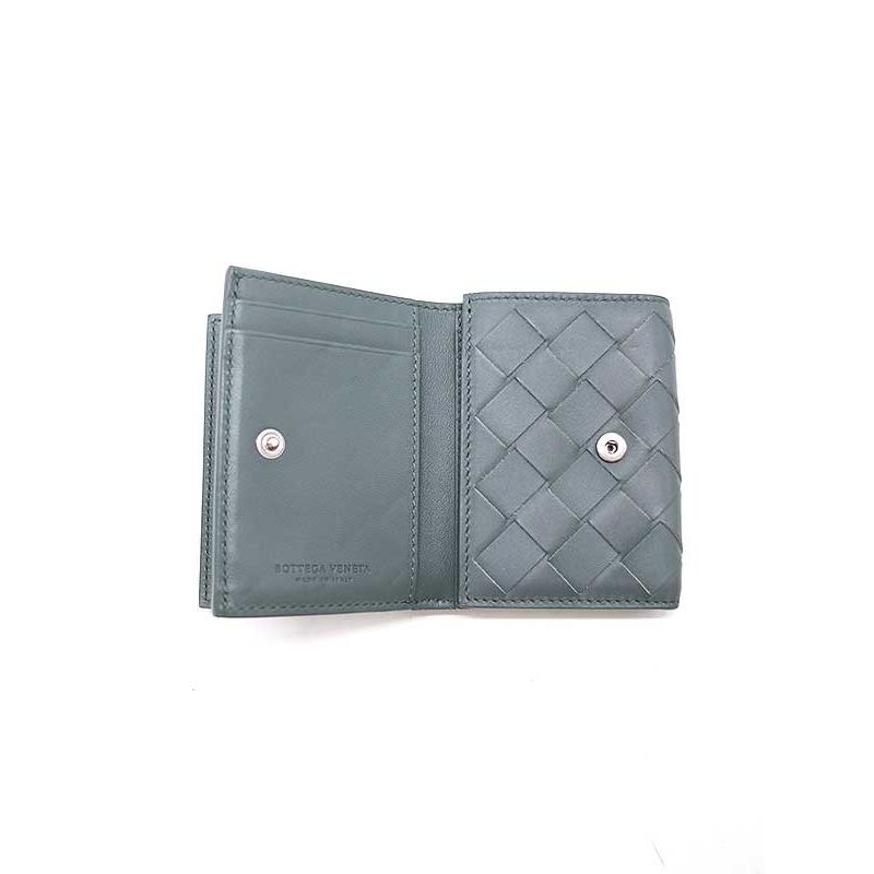 ボッテガヴェネタ 二つ折り財布 イントレチャート グレー BOTTEGA VENETA ボッテガヴェネタ イントレチャート2つ折りミニ