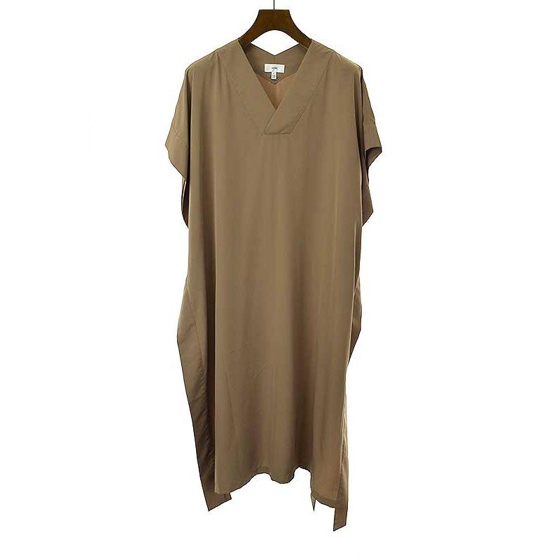 HYKE ハイク 19SS Vネックポリエステルワンピース ブラウン計 1