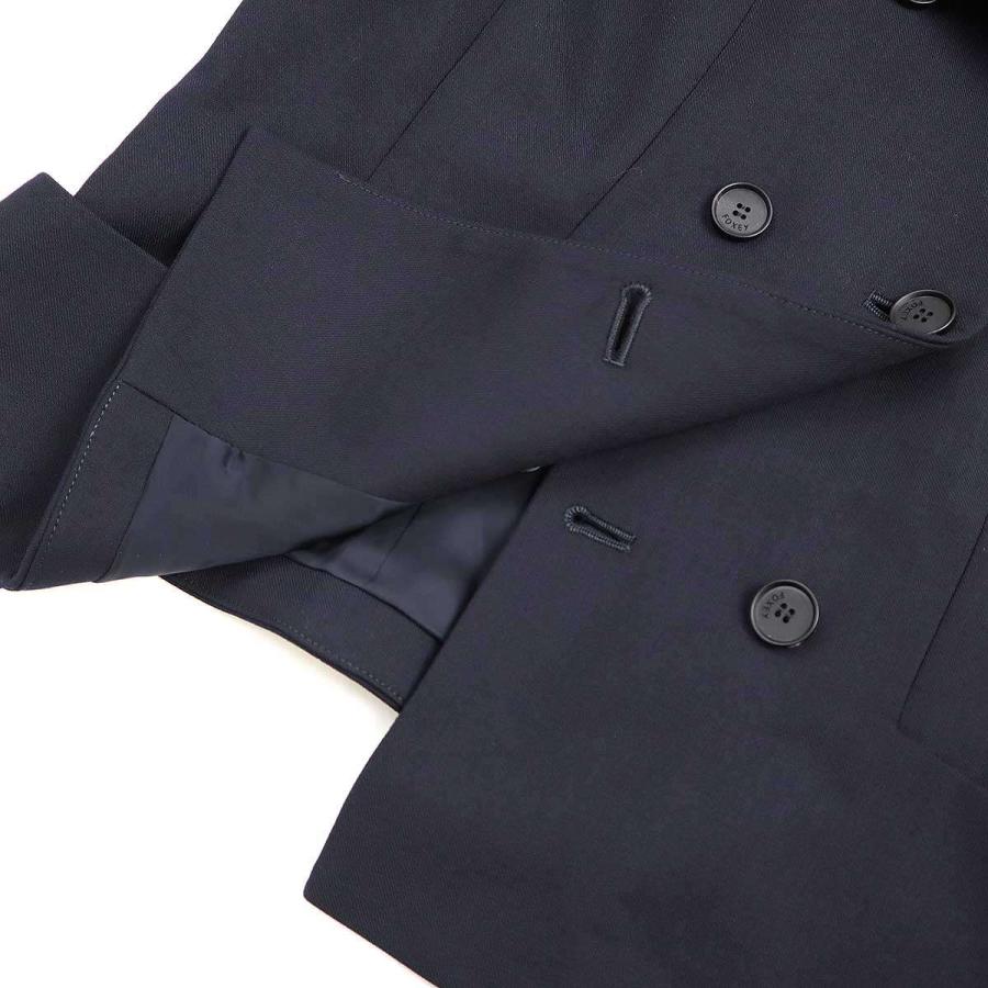 【新品】Foxey フォクシー 襟付ジャケット 紺ネイビー ウール混 中古・古着通販】FOXEY (フォクシー) パールボタンニットジャケット