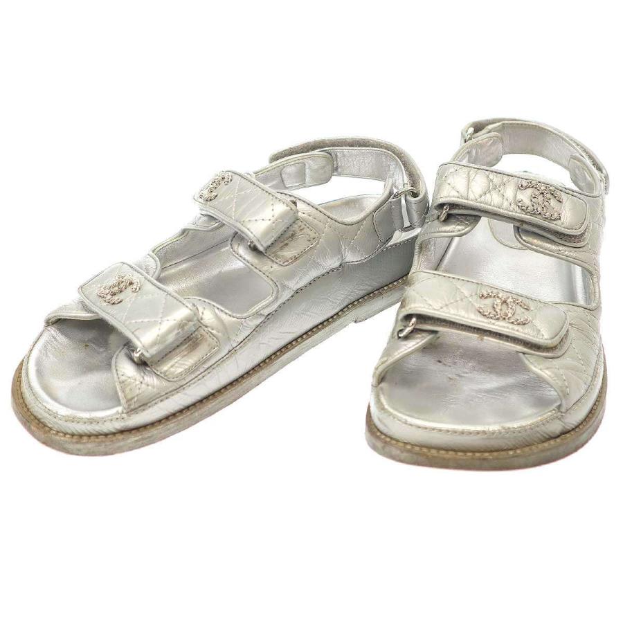 CHANEL シャネル ココマーク ミュール サンダル シルバー CHANEL（シャネル） フットベッド ココマーク サンダル 0 G35927