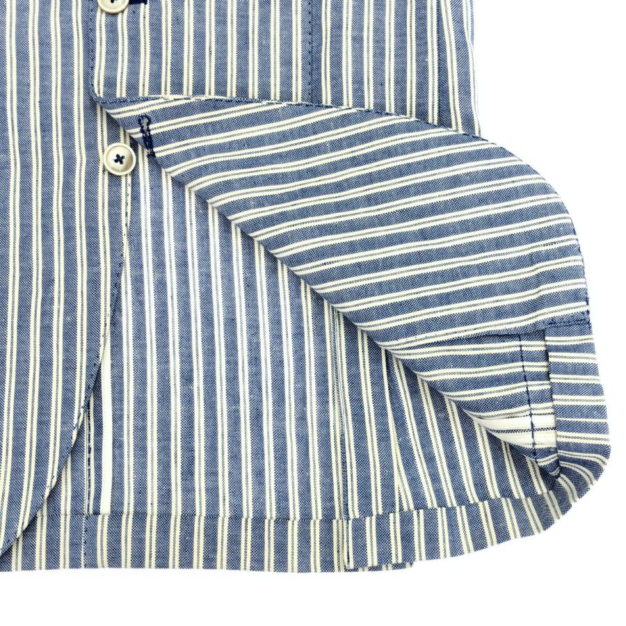 Cantarelli（カンタレリ） コットンリネンストライプジャケット ブルー 